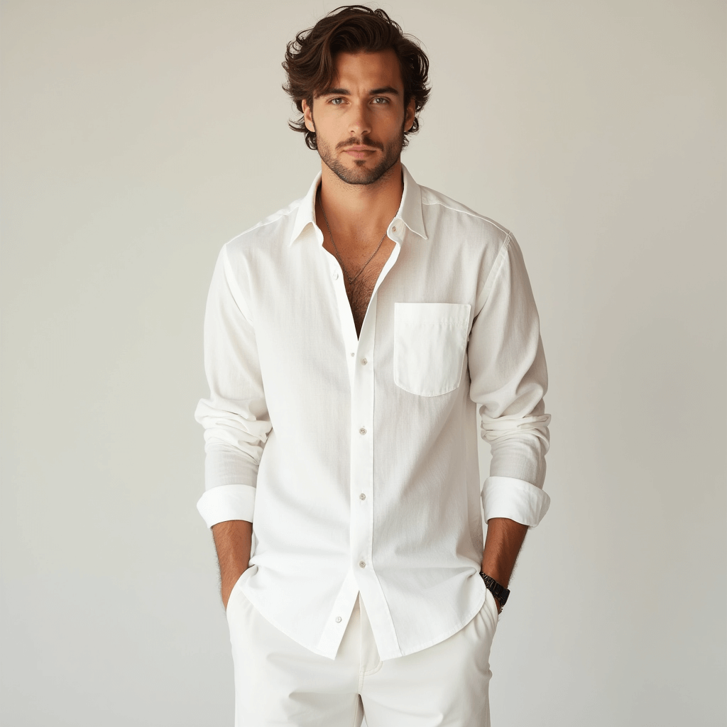 Venouvo | Linen Long Sleeve Shirt