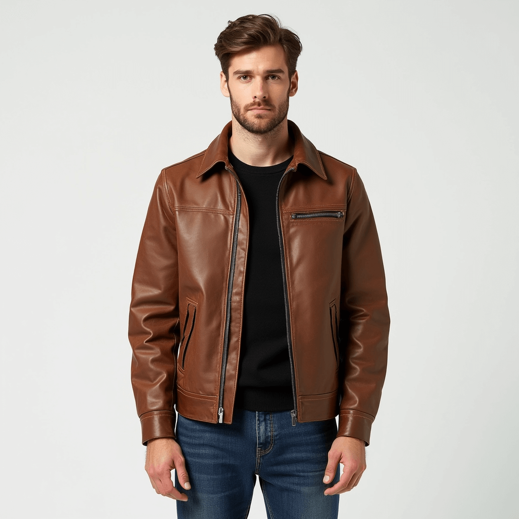 Stylish Leather Zip Jacket